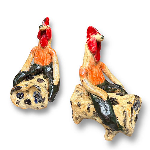 Mary Ferguson 5" Rooster Riding a Hog DP5413
